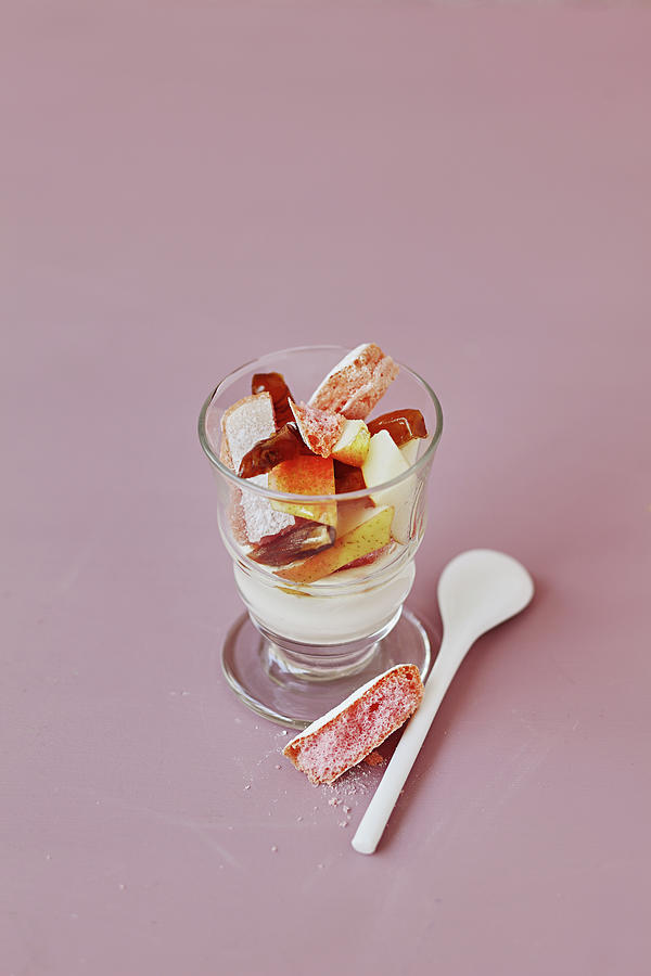 Mascarpone, Biscuits Roses De Reims,pear And Date Pudding Photograph by Japy