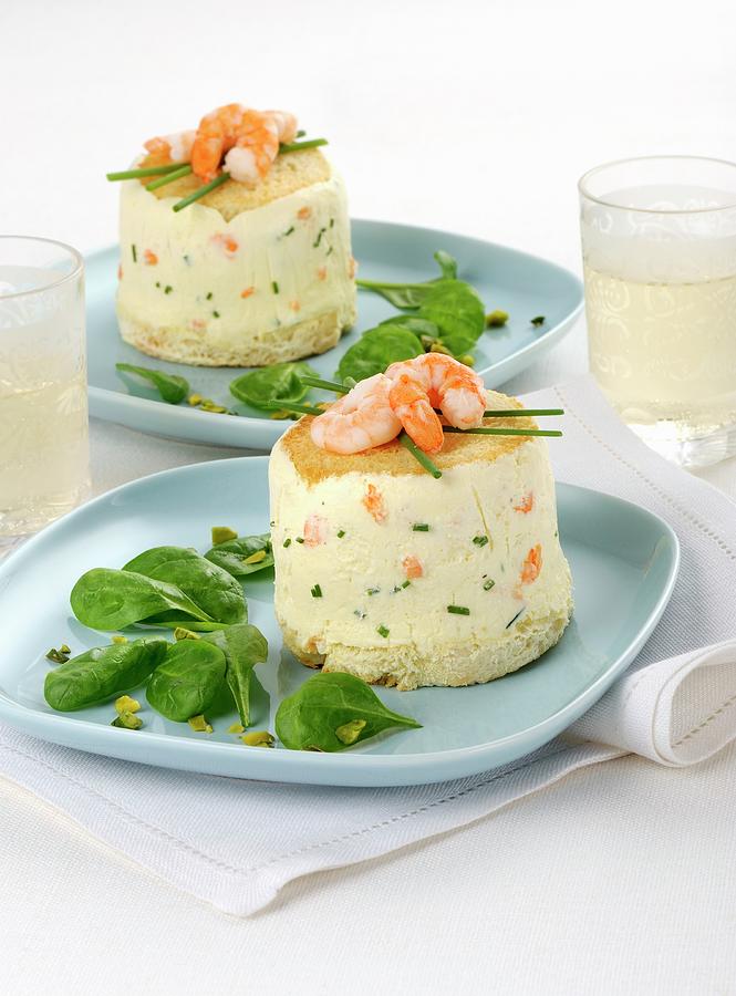 Mascarpone Flans With Prawns And Spinach Photograph by Franco Pizzochero