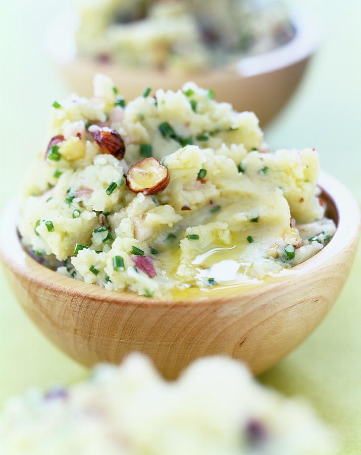 Mashed Potatoes With Olive Oil And Crushed Hazelnuts Photograph by Roulier-turiot