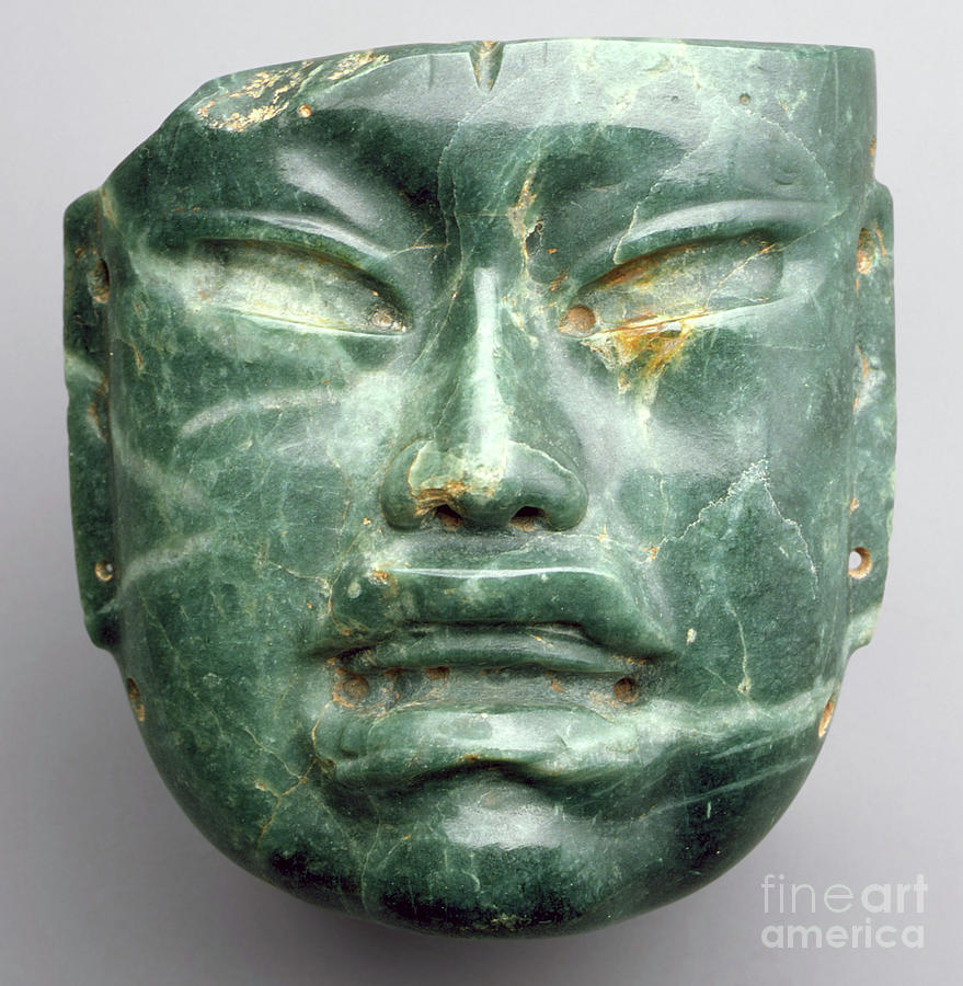 Masks Photograph - Mask, 900 To 400 Bc Jadeite by Olmec Culture