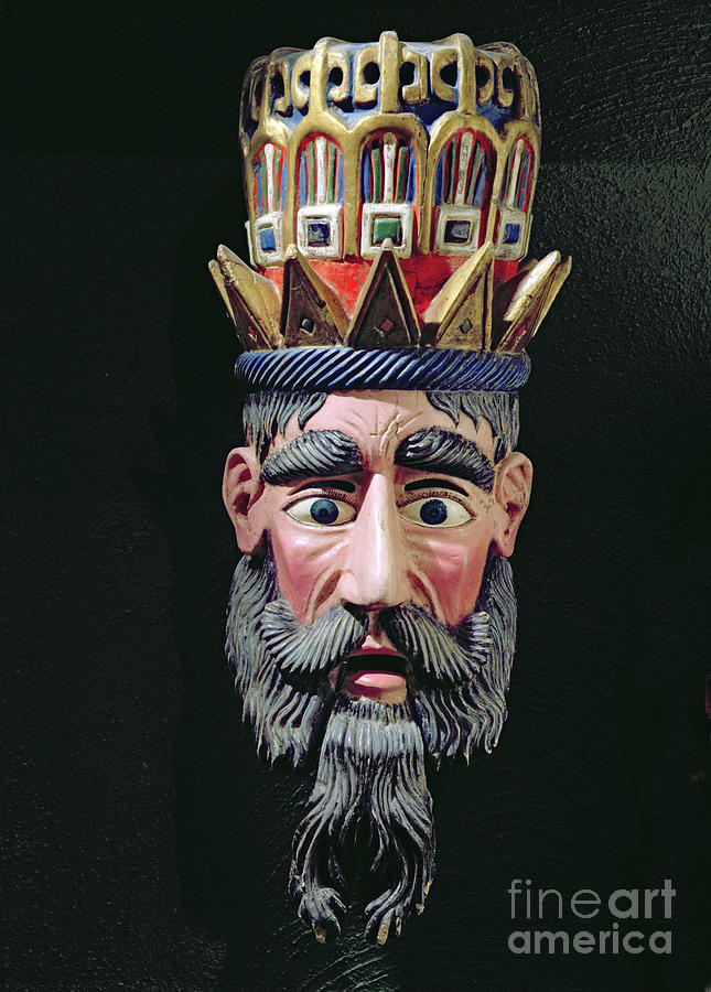 Magician Painting - Mask Of A King Magus Used In Processions To Celebrate The Feast Of The Epiphany In Mexico On 6 January by Mexican School