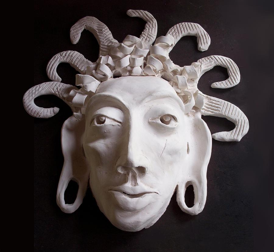 Mask The Aztec Ceramic Art by Joan Stratton