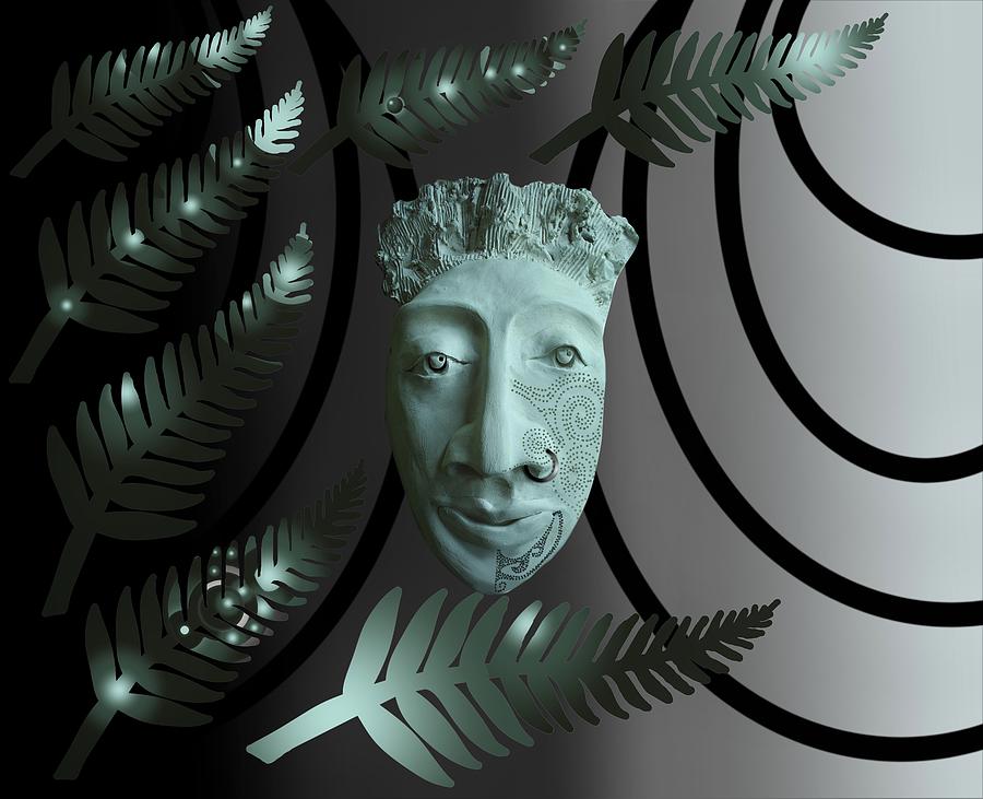 Mask The Maori Warrior Ceramic Art by Joan Stratton