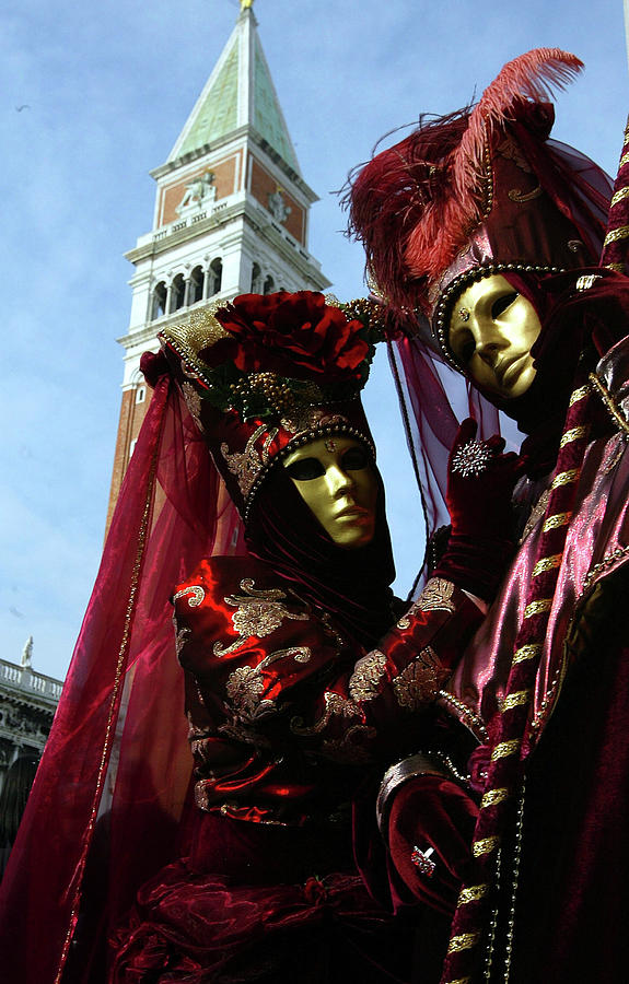 Masked Actors Pose In St. Mark Square Photograph by Stefano Rellandini ...