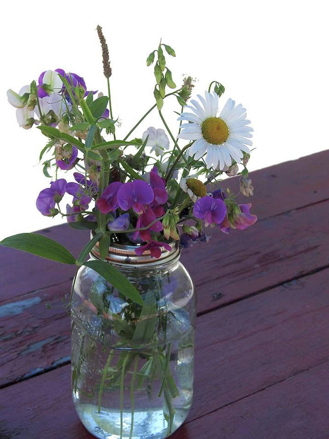 Mason Jar Flowers Photograph by Kathy Ozzard Chism