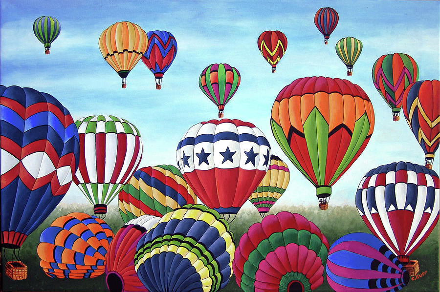 Balloons Painting - Mass Ascension by Carol J Rupp