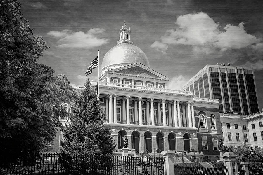 Boston Photograph - Massachusetts State House Boston Black and White by Carol Japp