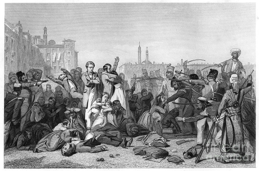 Massacre At Cawnpore, 1857, C1860 Drawing by Print Collector