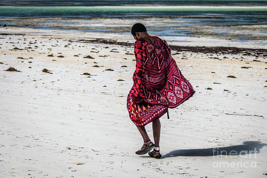Massai on the beach, Zanzibar, Tanzania Photograph by Lyl Dil Creations