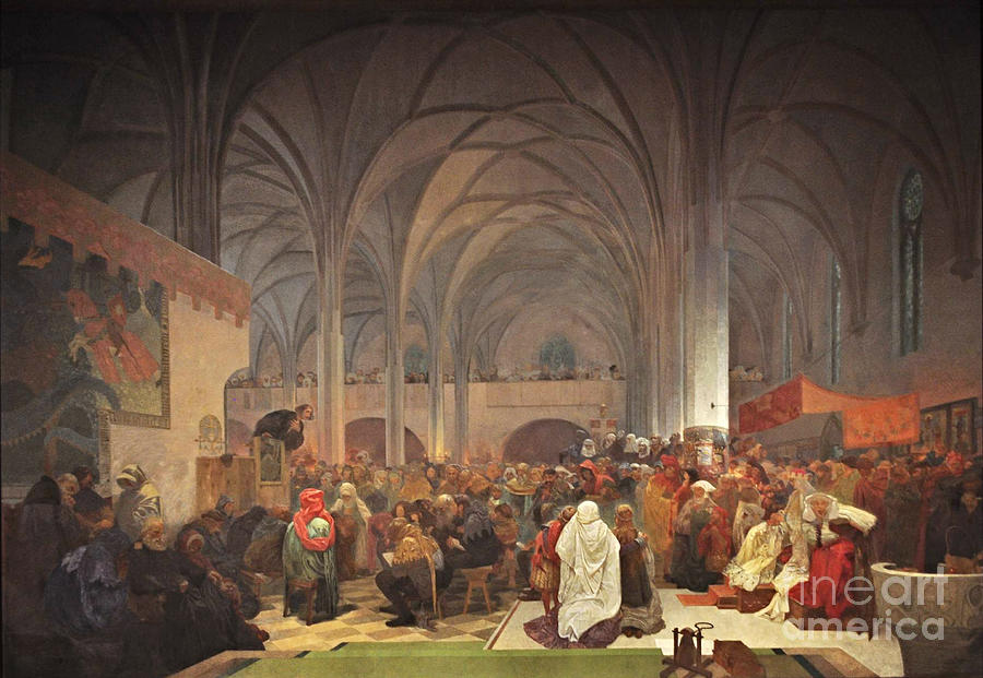 Master Jan Hus Preaching Drawing by Heritage Images