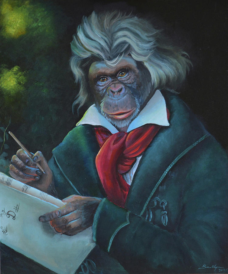 Animal Painting - Master Monkey Beethoven by Sue Clyne