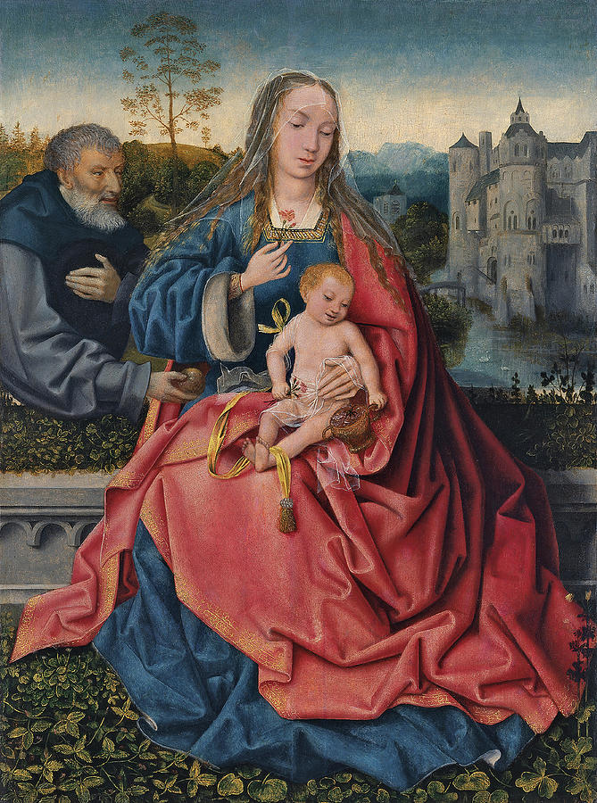 Master of Frankfurt --?-, 1460 - Antwerp 1533-. The Holy Family -ca. 1508-. Oil on panel. 76 x 57... Painting by Master of Frankfurt -c 1460-c 1520-
