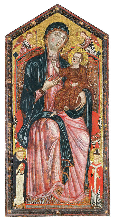 Jesus Christ Painting - Master of the Magdalen -Active in Florence ca. 1265 and 1290-. The Virgin and Child enthroned wit... by Master of the Magdalen -fl c 1265-c 1290-