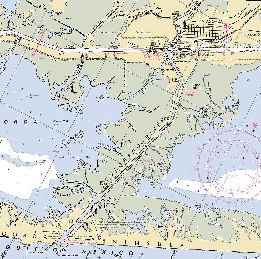 Matagordatexas Nautical Chart Mixed Media by Sea Koast Pixels