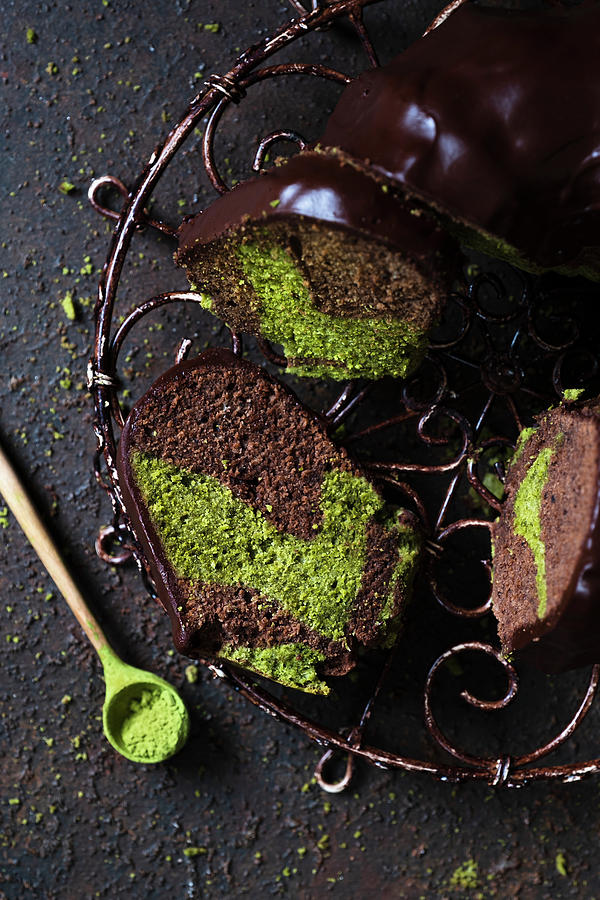 Matcha Bundt Cake With Chocolate Frosting Photograph by Bozena Garbinska
