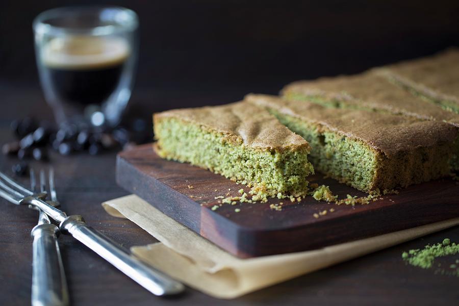 Matcha Cake Made From Almonds And Green Tea Photograph by Nicole Godt