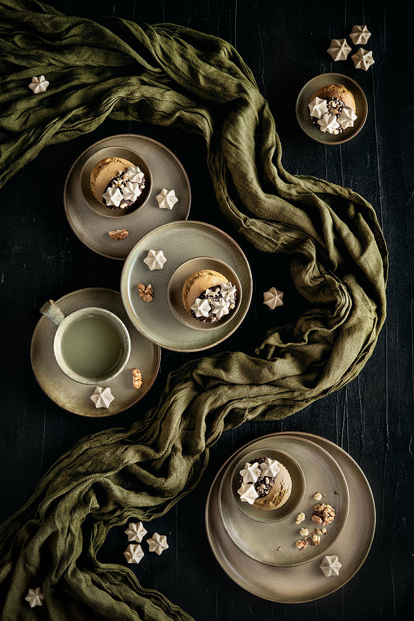 Cake Photograph - Matcha Muffins With Meringues by Denisa Vlaicu