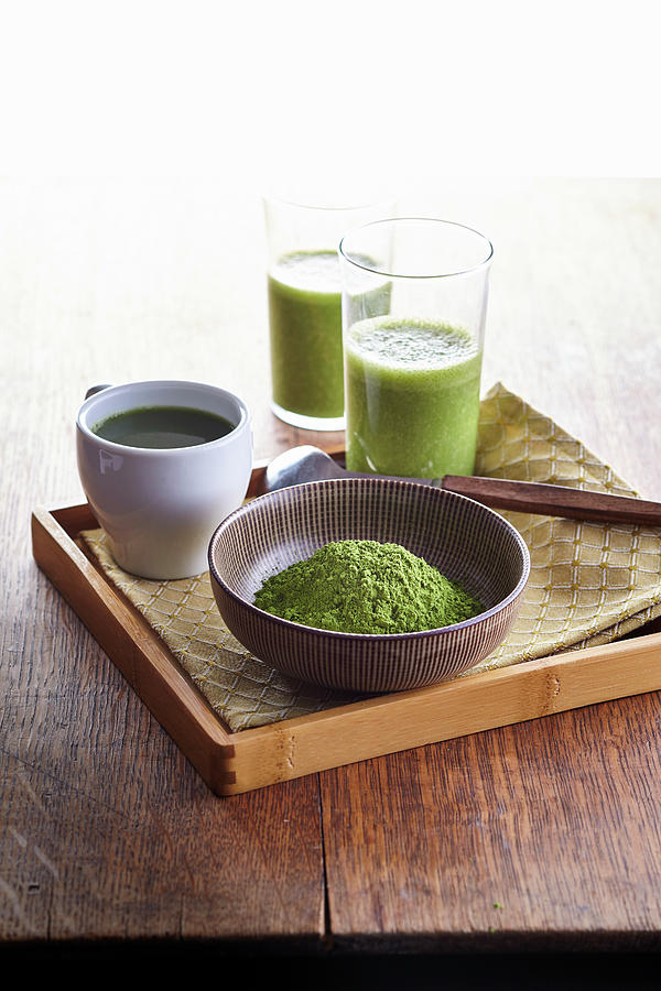 Matcha powder and drinks Photograph by Cuisine at Home