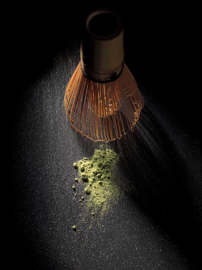 Matcha Tea Powder And A Bamboo Whisk Photograph by Feig & Feig