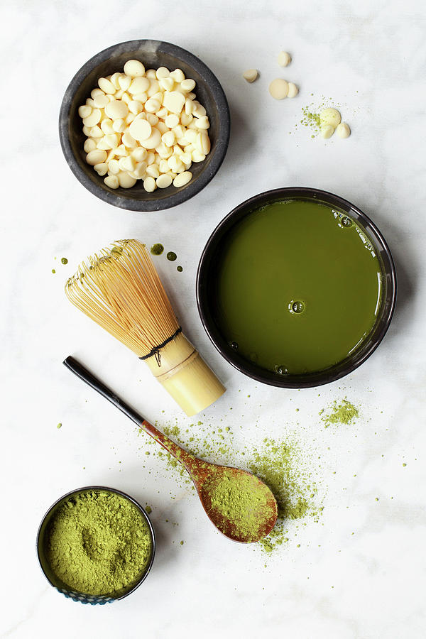 Matcha Tea With Matcha Powder And White Chocolate Chips Photograph by Jane Saunders
