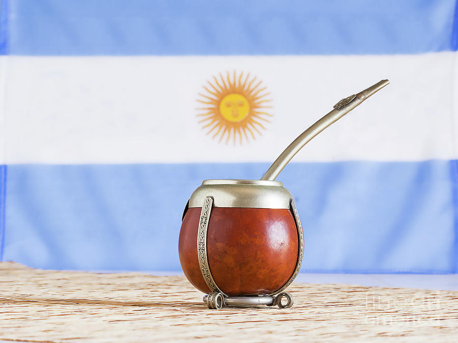 mate, mate grass or yerba mate with flag of Argentina Photograph by Angelo  D'Amico - Pixels