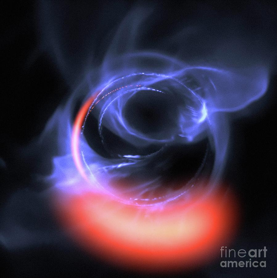 Space Photograph - Material Orbiting Close To A Black Hole by Gravity Consortium/l. Calcada/european Southern Observatory/science Photo Library