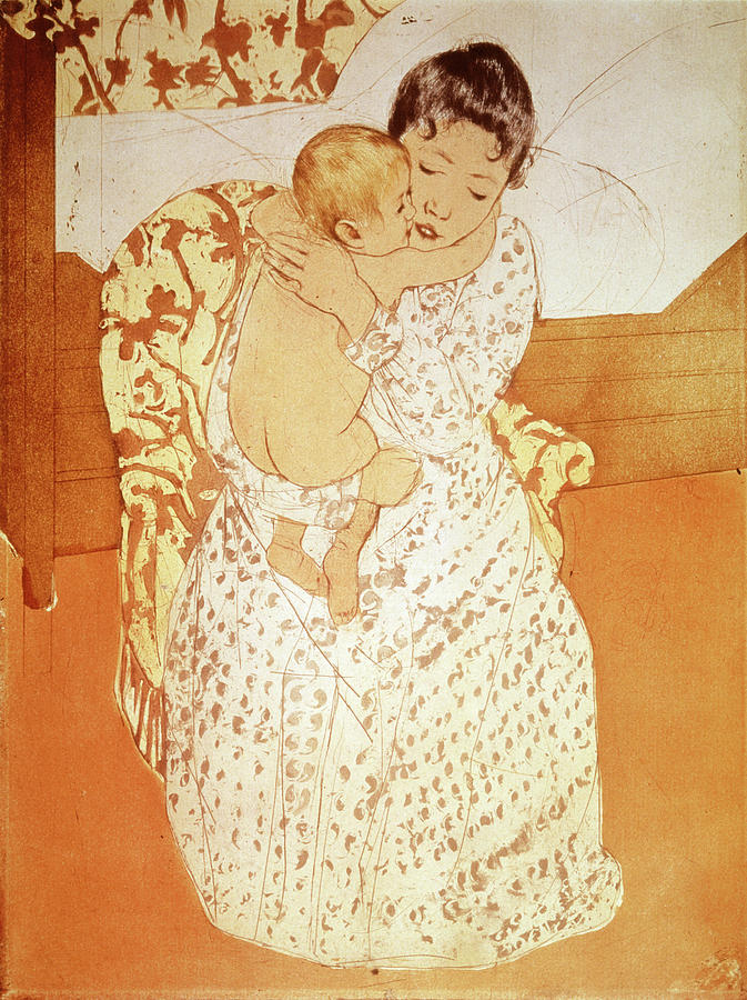Maternal Caress By Cassatt Painting by Mary Cassatt