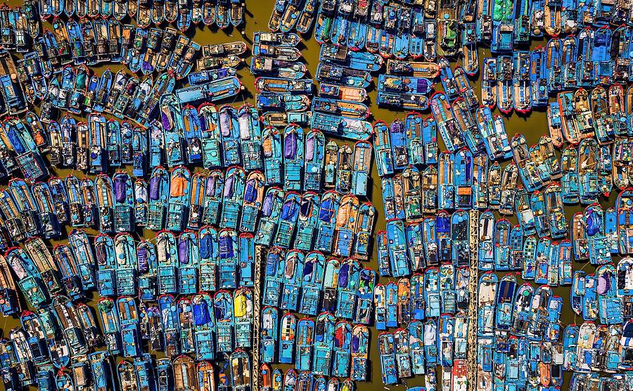Matrix Of Boats Photograph by Alex Cao