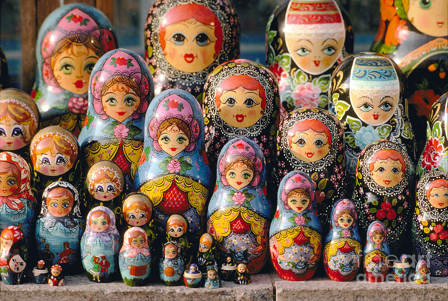 Matryoshka, Russian Nesting Dolls Texture In Moscow Photograph