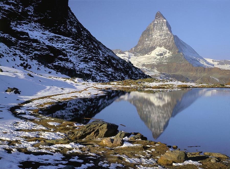 Matterhorn Mountain & Lake Digital Art by Johanna Huber