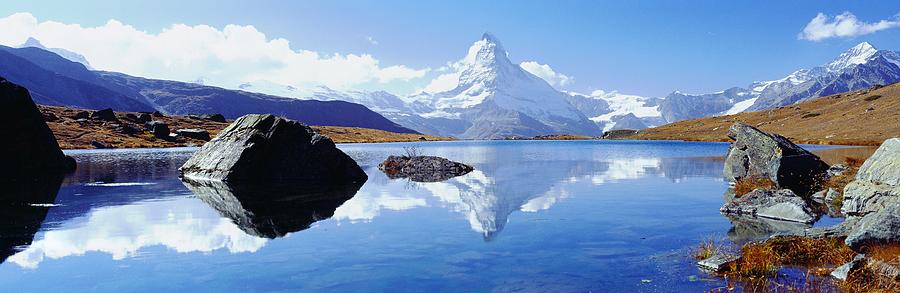 Matterhorn Mountain With Reflection Digital Art by Giovanni Simeone
