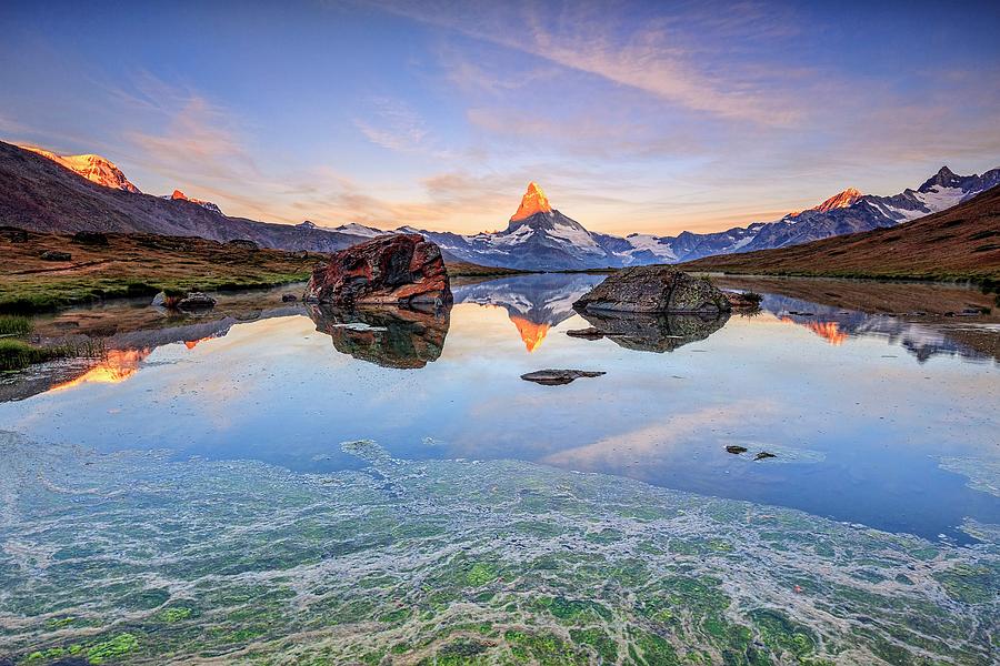 Matterhorn Reflection On Lake Digital Art by Roberto Moiola
