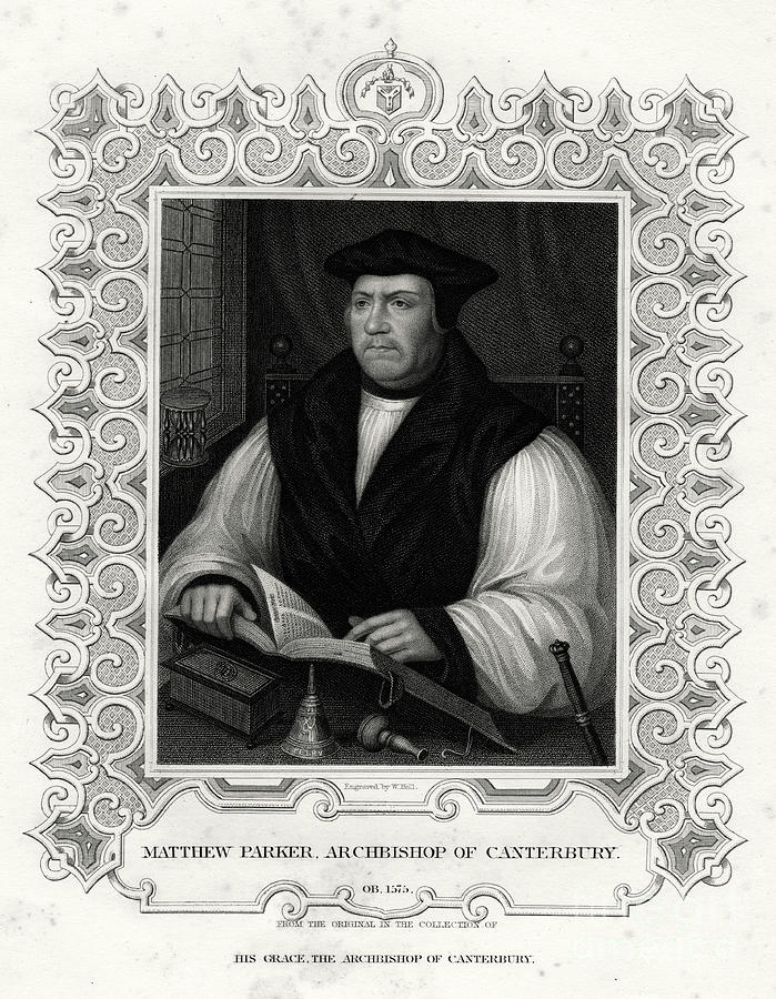 Matthew Parker, Archbishop Drawing by Print Collector