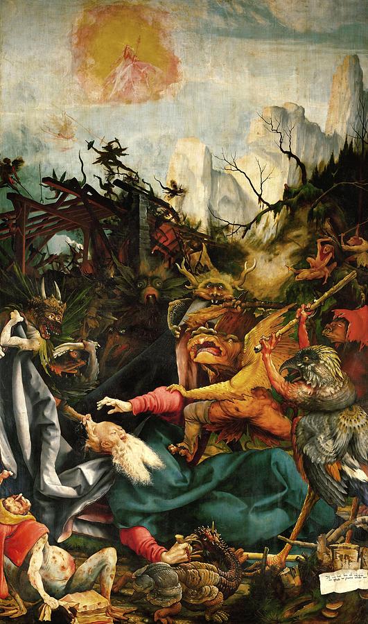 Matthias Grunewald Painting - Matthias Grunewald / Inssenheim Altar The Temptation of Saint Anthony, 1515. Anthony the Great. by Matthias Grunewald -c 1460-1528-