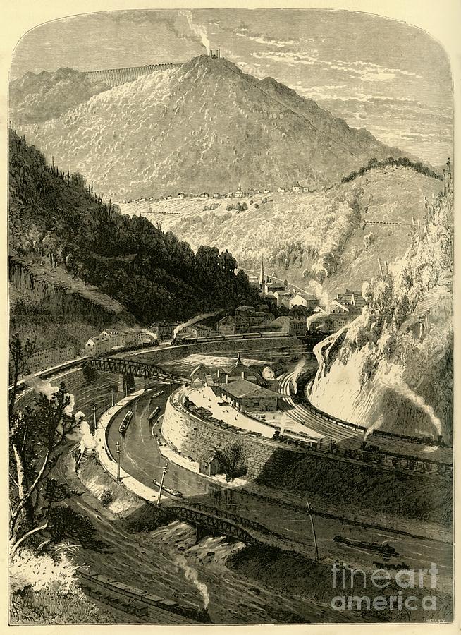 Mauch Chunk And Mount Pisgah Drawing by Print Collector