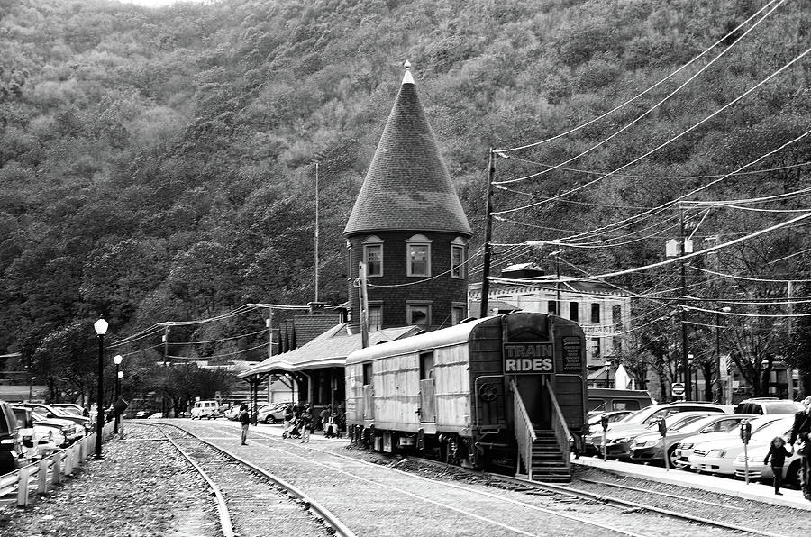Mauchunk Train Station in Black and White Photograph by Bill Cannon