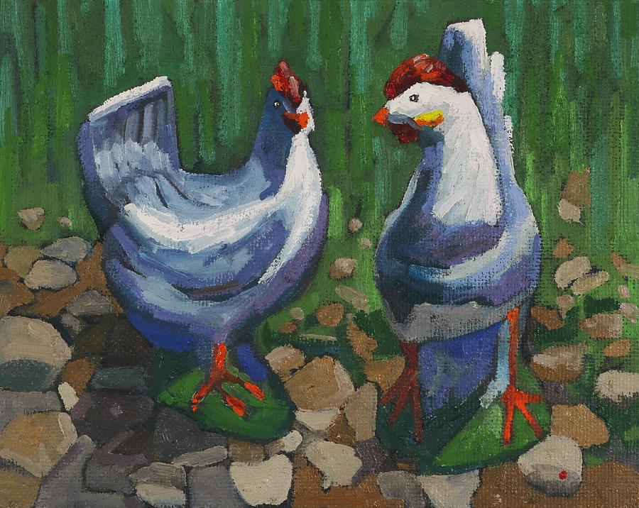 Chicken Painting - Maudie and Everett by Phil Chadwick