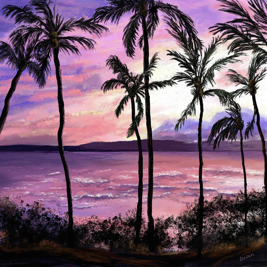 Sunset Digital Art - Maui Palms by Susan Kinney