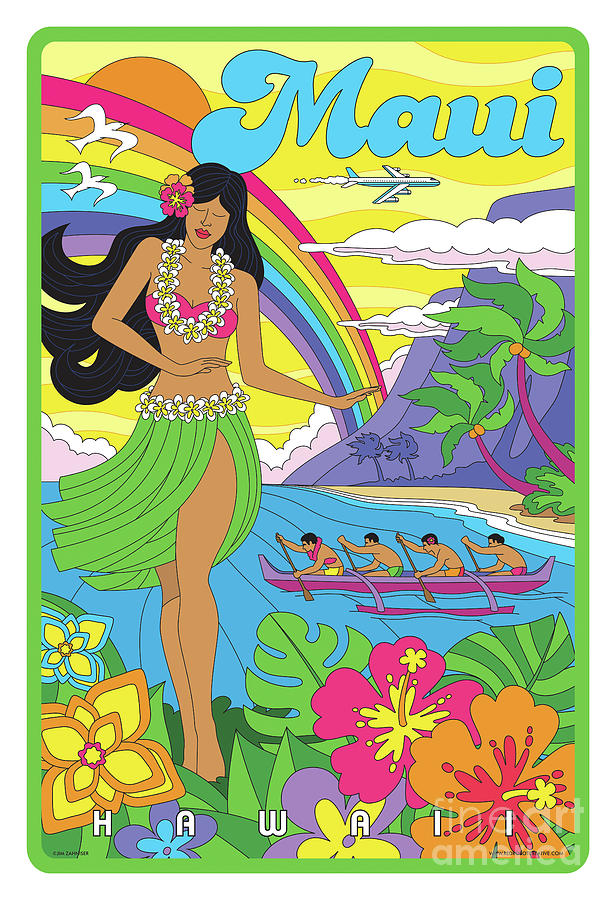 Beach Digital Art - Maui Poster - Pop Art - Travel by Jim Zahniser
