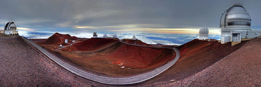 Maunakea Mauna Kea Observatory - Panoramic View from peak including Keck and many others Photograph by Peter Herman