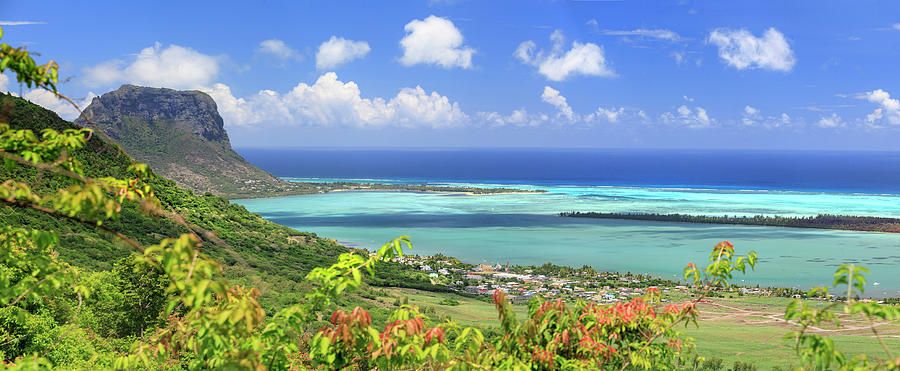 Landscape Digital Art - Mauritius, Mauritius Island, Tamarin, Tropics, Indian Ocean, La Morne Bay And Lagoon by Paolo Giocoso