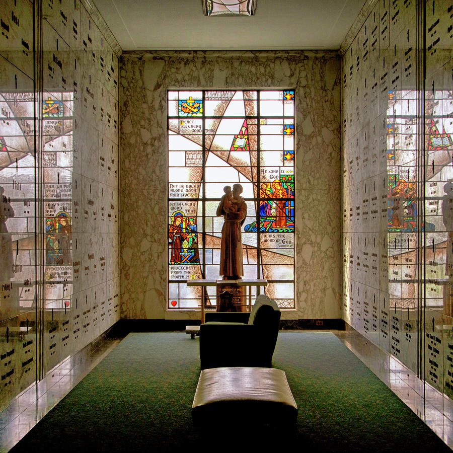 Mausoleum Stained Glass 02 SQ Format Photograph by Thomas Woolworth