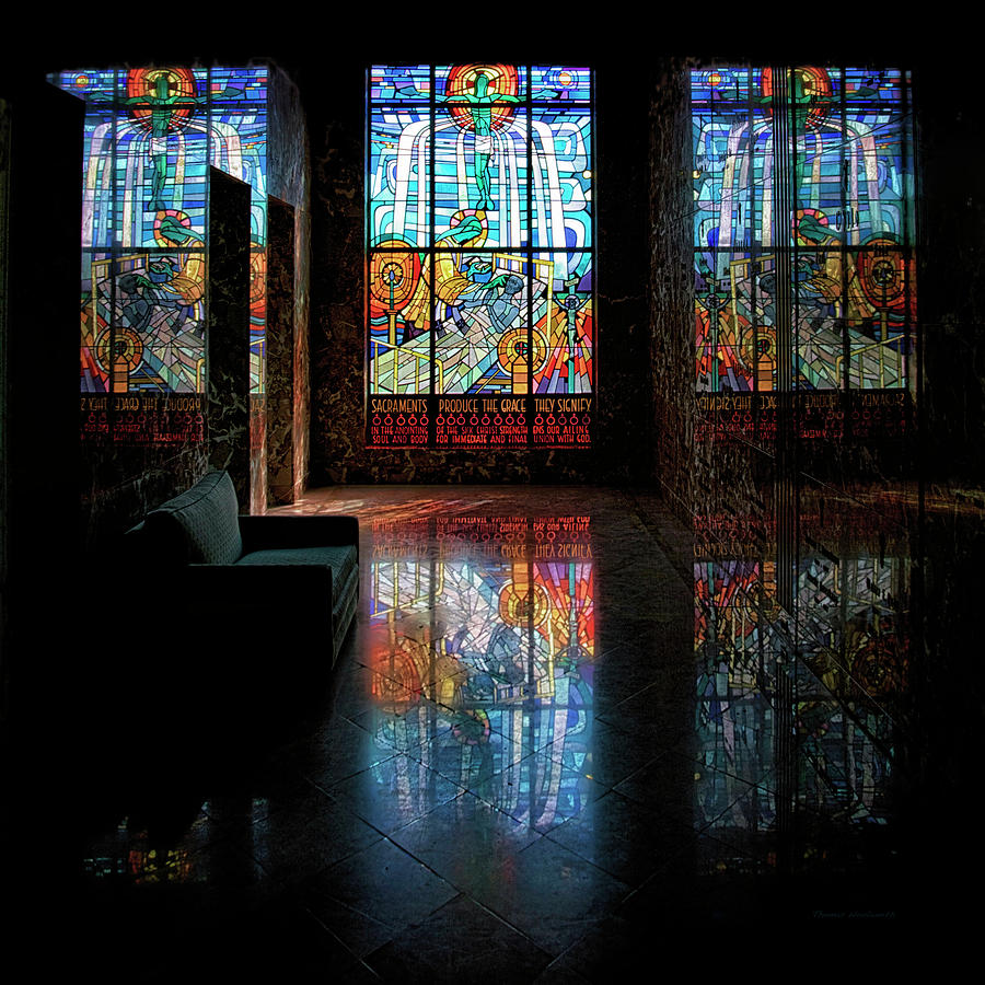 Stained Glass Photograph - Mausoleum Stained Glass 08 by Thomas Woolworth
