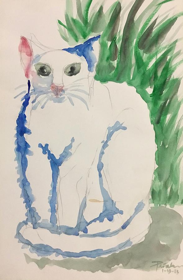 Ricardos Cat Max in the Grass Painting by Ricardo Penalver deceased