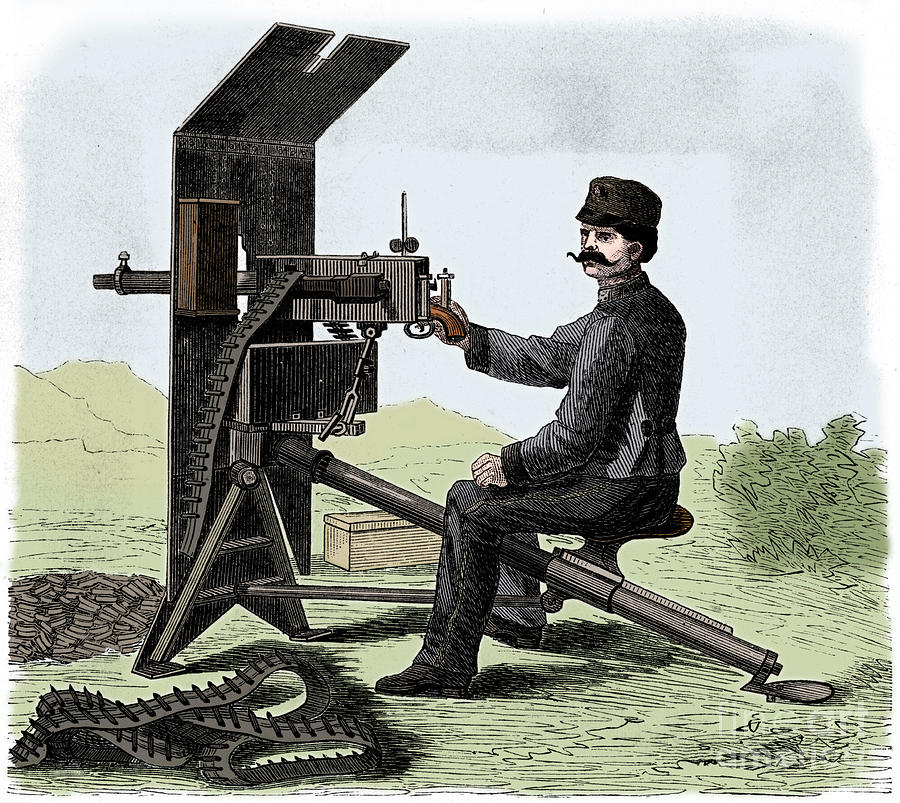 Maxim Machine Gun C1895 Drawing by Print Collector
