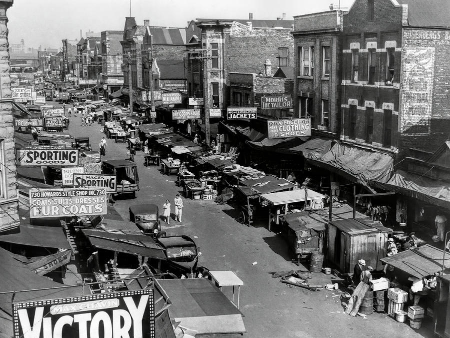 Maxwell Street Market Day Chicago 1939 Photograph by Daniel Hagerman