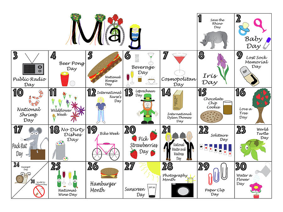 Celebrations calendar. Illustrated Calendar of Holidays.