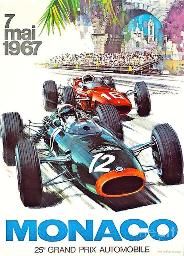 May 7, 1967 Monaco Grand Prix Race Poster Mixed Media by Retrographs