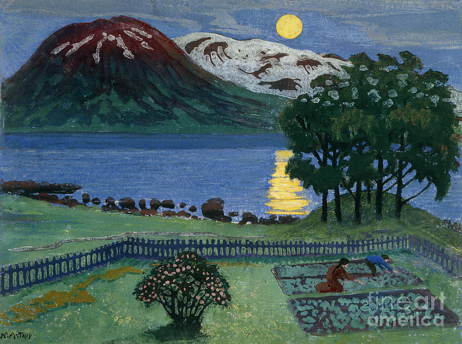 May moon Painting by O Vaering by Nikolai Astrup