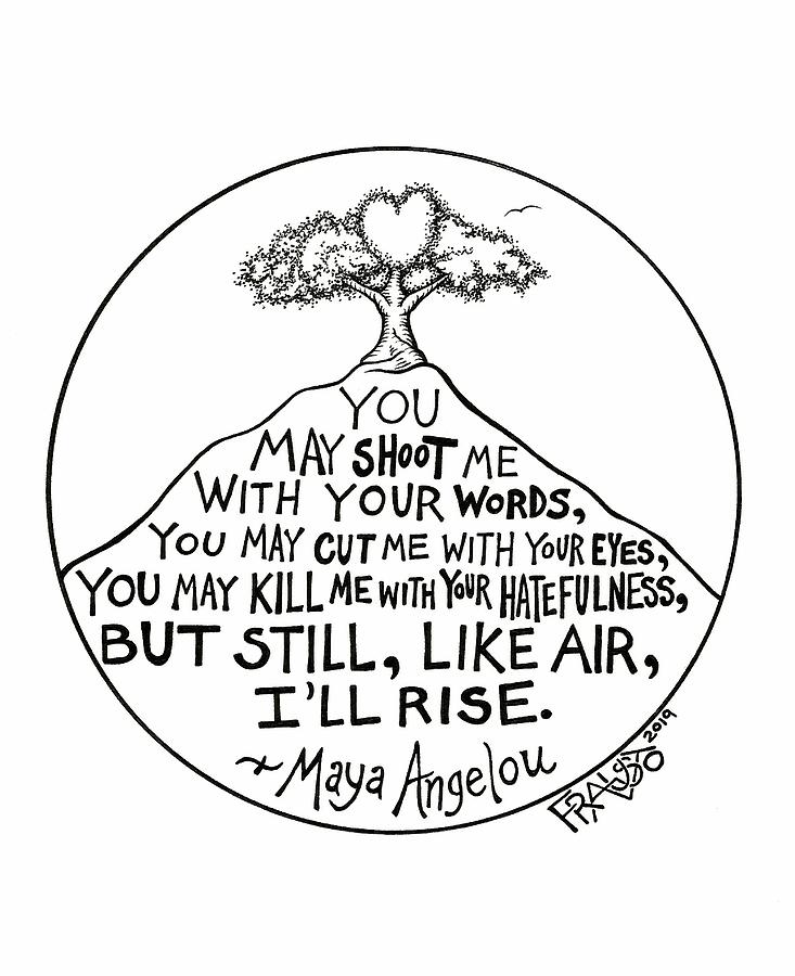 Pen And Ink Illustration Drawing - Maya Angelou Drawing by Rick Frausto Pen And Ink Illustration Drawing - Maya Angelou Drawing by Rick Frausto